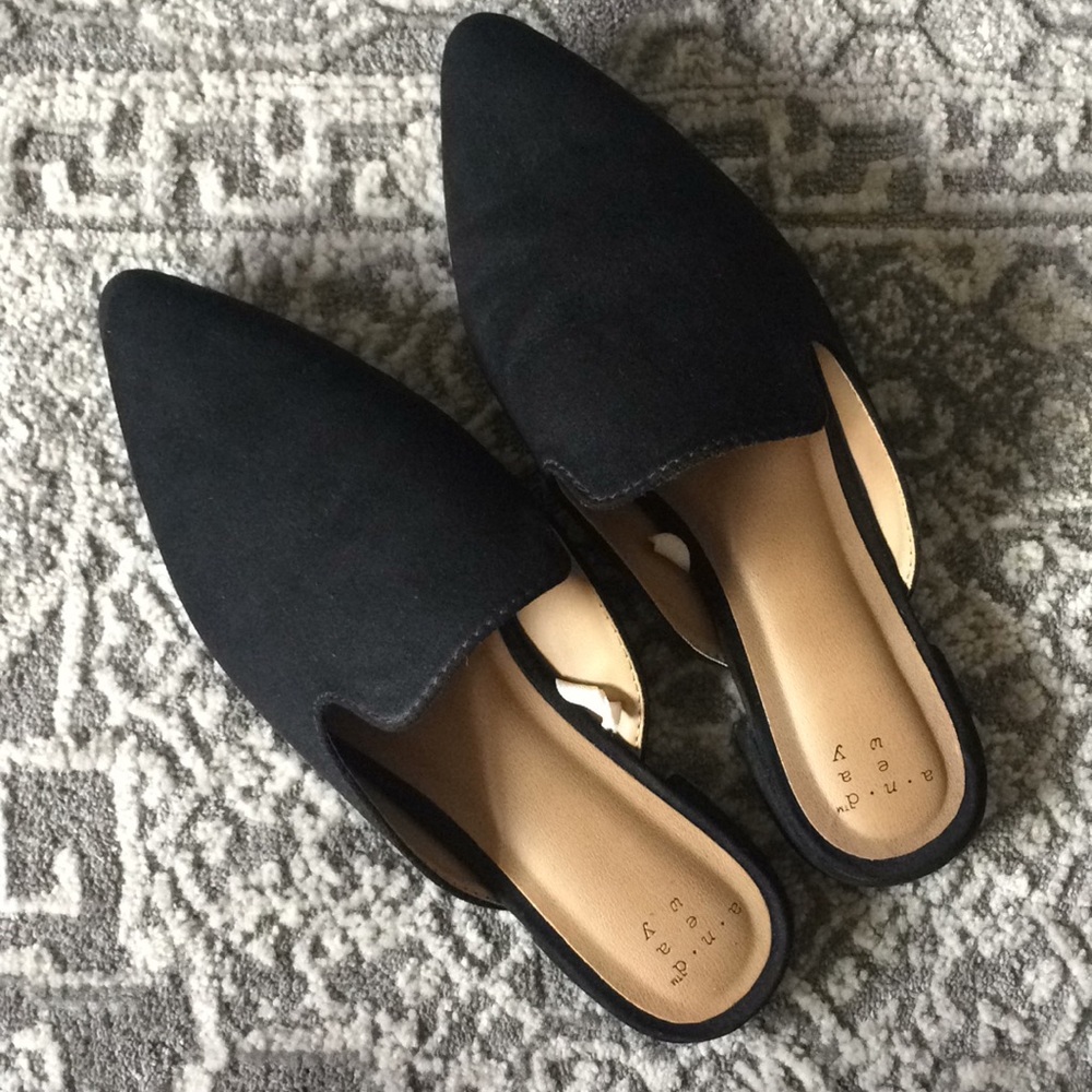 Black slip on mules